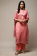 Peach Cotton Screen Print Unstitched Suit Set image number 14