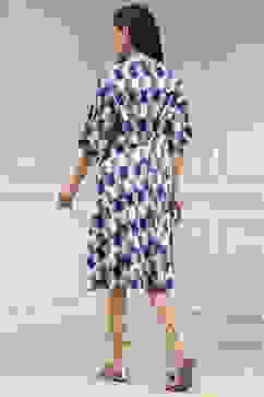 Indigo Cotton Flared Yarndyed Dress image number 3