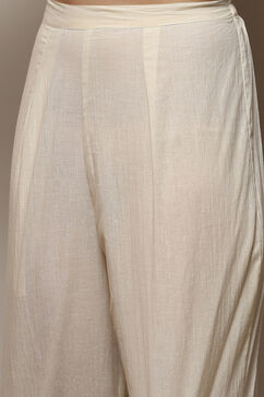 Beige Linen Handloom Unstitched Suit Set image number 3