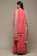 Coral Pink Cotton Blend Straight Kurta Garara Suit Set image number 4