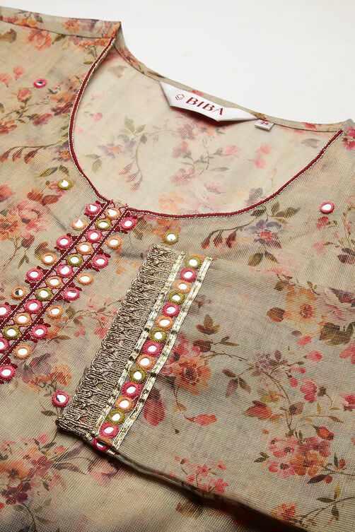 Blush Pink Cotton Double Layered Kurta Churidar Suit Set image number 1