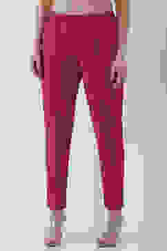 Magenta Cotton Solid Fitted Pants image number 4