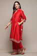 Red Chanderi Straight Kurta Suit Set image number 4