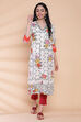 Cream Cotton Straight Printed Kurta