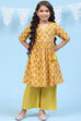 Yellow Cotton Straight Printed Kurta Set image number 0