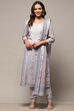 Grey Linen Unstitched Suit Set image number 8