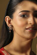 Gold Plated Brass Stone Studded Drop Earrings image number 3