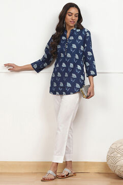 White Cotton Solid Regular Pants image number 0