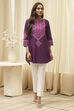 Purple Printed Straight Short Kurta image number 6