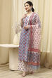 Slate Blue Cotton Hand Block Print Unstitched Suit Set image number 4