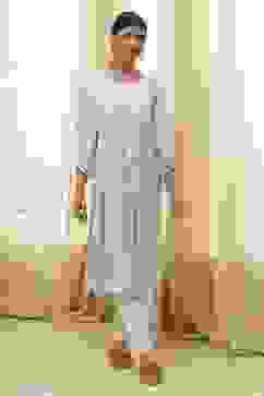 Aqua Solid Gathered Straight Kurta image number 5