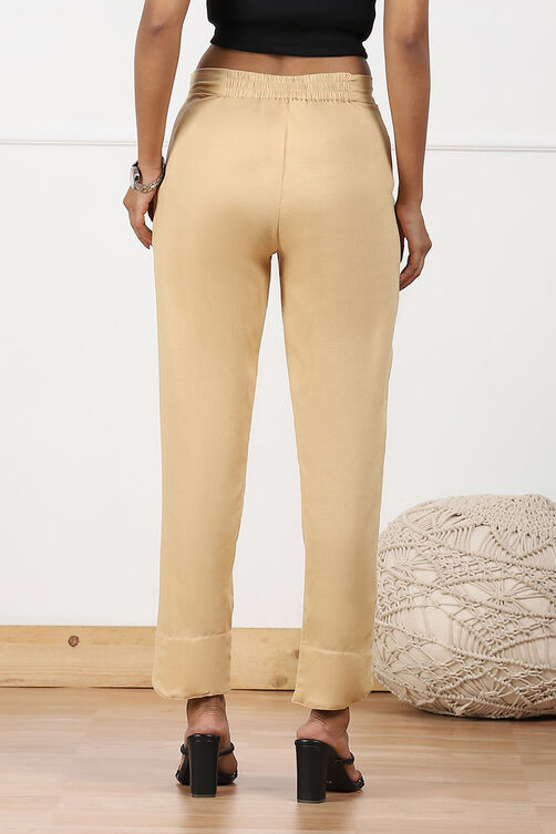 White Viscose Lycra Solid Pant image number 5