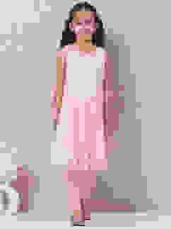 Pink Polyester Flared Printed Suit Set image number 7