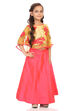 Yellow and Coral  Nylon Art Silk Lehenga Set image number 3