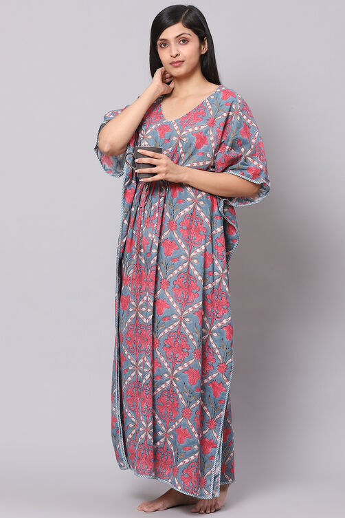 Grey Straight Poly Viscose Printed Sleepwear image number 5