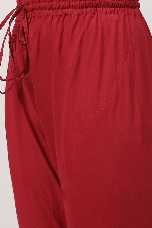 Rohit Bal Red Cotton Silk Anarkali Yarndyed Suit Set image number 3