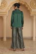 Emerald Green Art Silk Sequinned Co-ord Set image number 4
