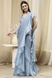 Ice Blue Nylon Saree image number 3