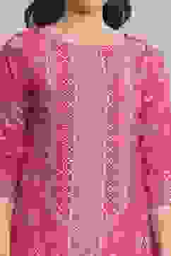 Deep Fuchsia Rayon Straight Printed Kurta image number 1