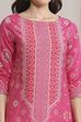 Deep Fuchsia Rayon Straight Printed Kurta image number 1