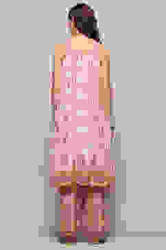 Cream Printed Strappy A-Line & Palazzo Suit Set image number 5