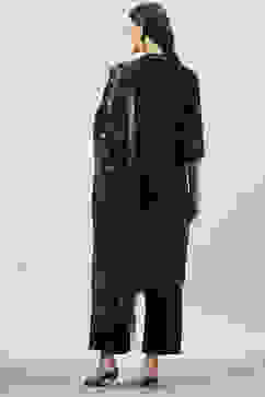 Black Art Silk Straight Kurta Palazzo Suit Set image number 4