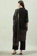 Black Art Silk Straight Kurta Palazzo Suit Set image number 4