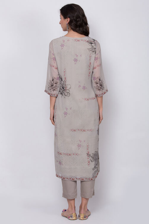 Moss Green Art Silk Straight Kurta Slim Pant Suit Set image number 5