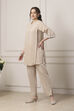 Beige Cotton Straight Suit Set image number 3