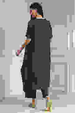 Teal Dyed Asymmetric Kurta Set image number 4