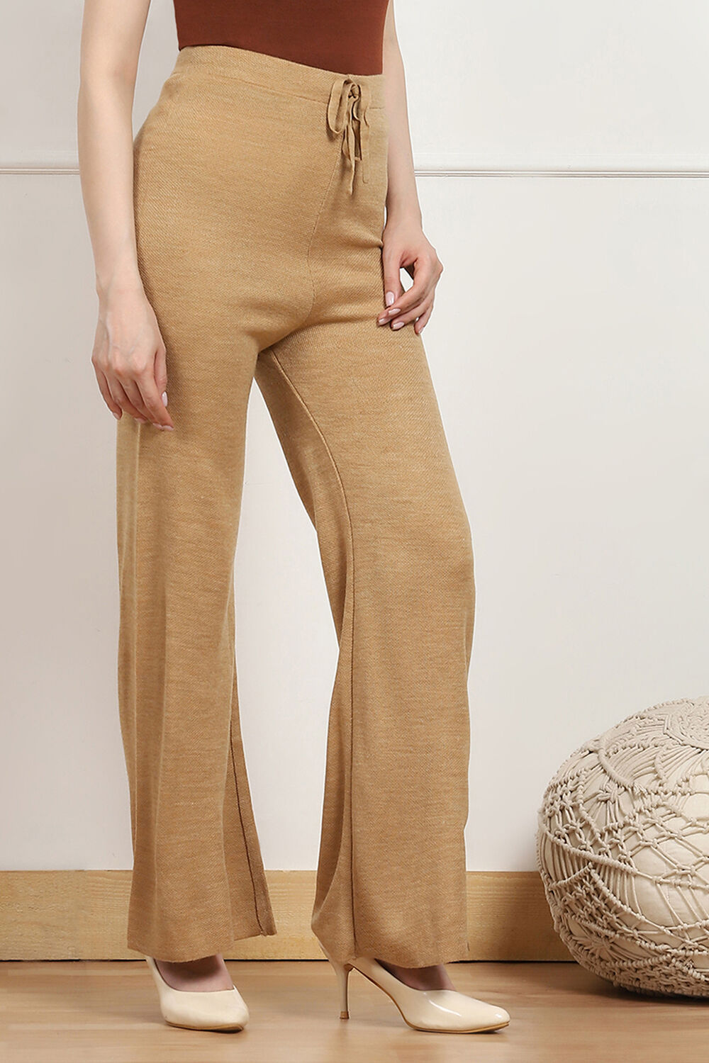 Beige Acrylic Pants image number 3