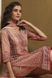 Moss Green Cotton Floral Printed Straight Suit Set image number 0