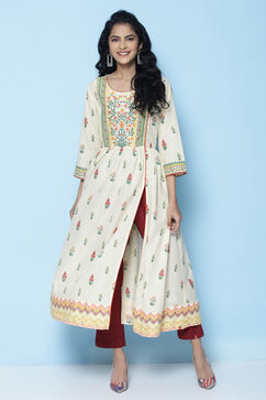 Cream Cotton Printed Kurta image number 0