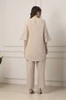 Beige Cotton Straight Suit Set image number 4