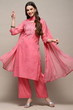 Blush Pink Polyester Straight Suit Set image number 0