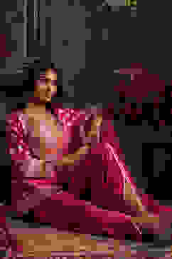 Pink Chanderi Jacquard Dori Embroidery Straight Suit Set image number 5