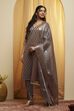 Grey Polyester Straight Suit Set image number 3