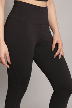 Black Knitted Cotton Blend Cotton Leggings image number 1