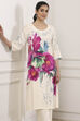 White & Pink Floral Printed Straight Suit Set image number 7