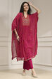 Purple Viscose Straight Printed Fusion Set image number 0