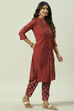 Red Poly Viscose Printed Kurta Set image number 5