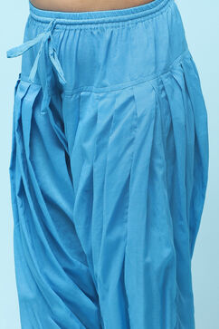 Blue Cotton Straight Printed Kurta Patiala Salwar Suit Set image number 2