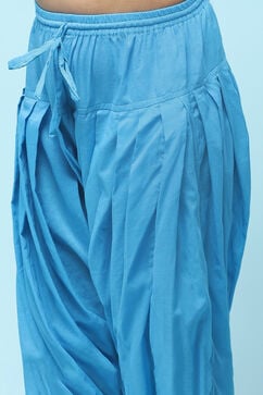 Blue Cotton Straight Printed Kurta Patiyala Salwar Suit Set image number 2