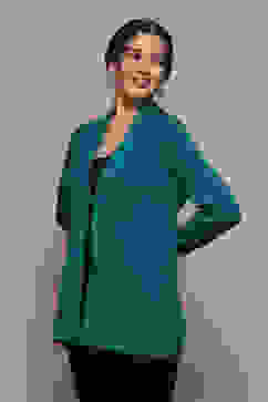 Teal Blue Acrylic Straight Yarndyed Sweater image number 2