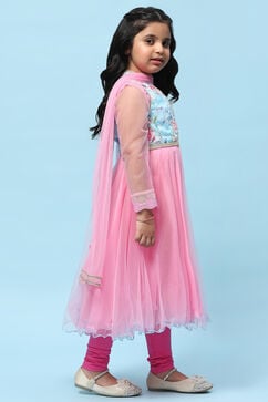 Pink Nylon Anarkali Suit Set image number 6