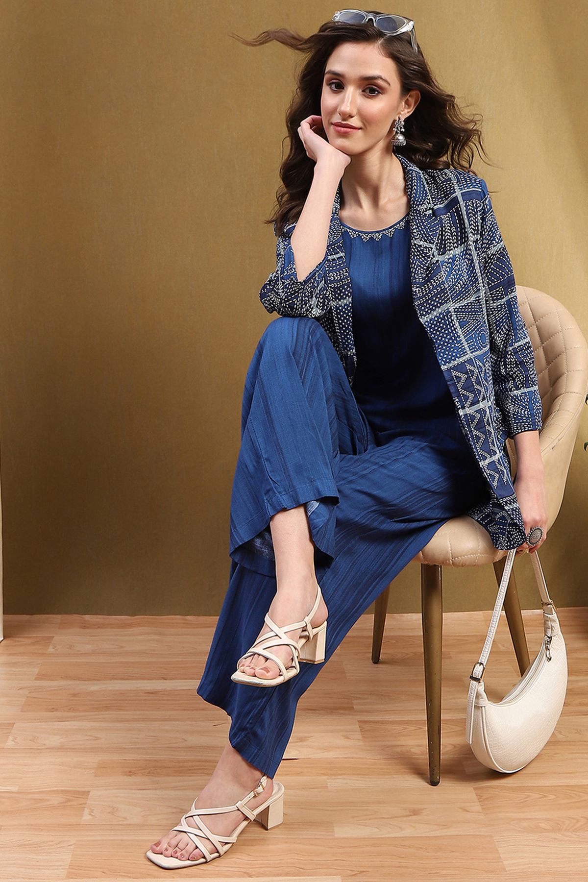 Indigo Hand-Block Printed Straight Co-ord Set