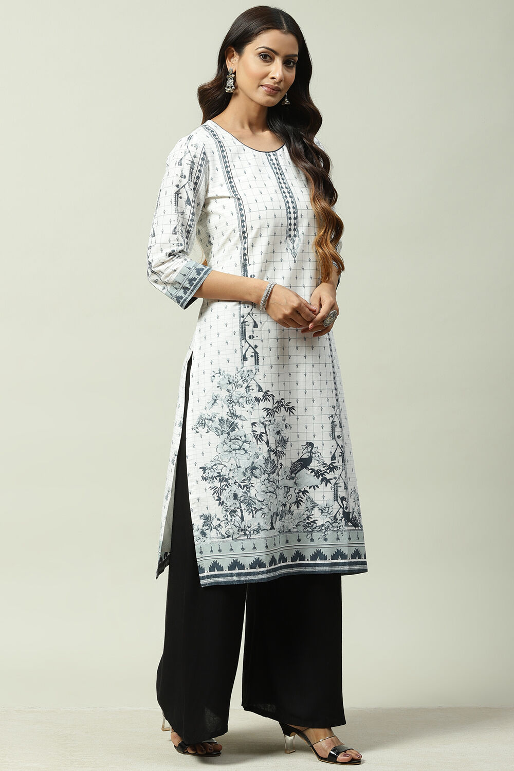 White Cotton Straight Kurta image number 3