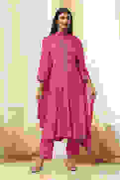 Fuchsia Viscose Printed Kalidar Suit Set image number 6