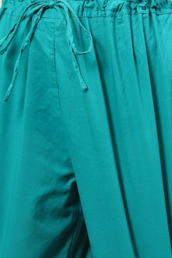 Teal Cotton Straight Kurta Palazzo Suit Set image number 2