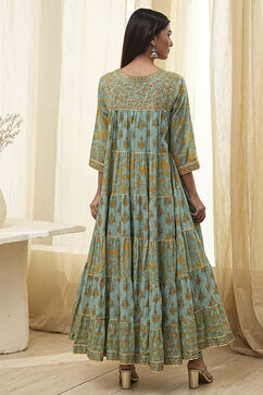 Sage Green Cotton Floral Tiered Suit Set image number 2